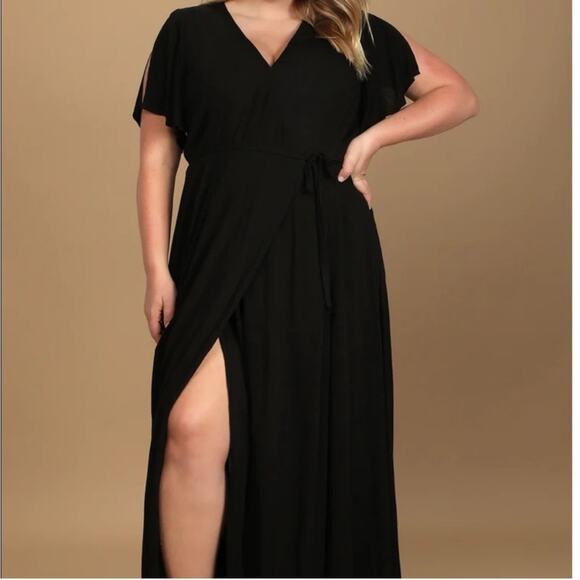 Lulu’s Heart Of Marigold Black Wrap Maxi Dress Size Small - Picture 4 of 15